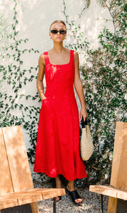 Marjorie Tie Linen Midi Dress