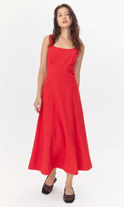 Marjorie Tie Linen Midi Dress