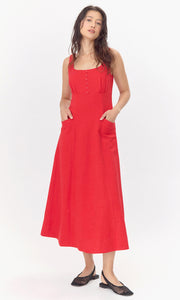Marjorie Tie Linen Midi Dress