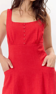 Marjorie Tie Linen Midi Dress