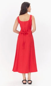 Marjorie Tie Linen Midi Dress
