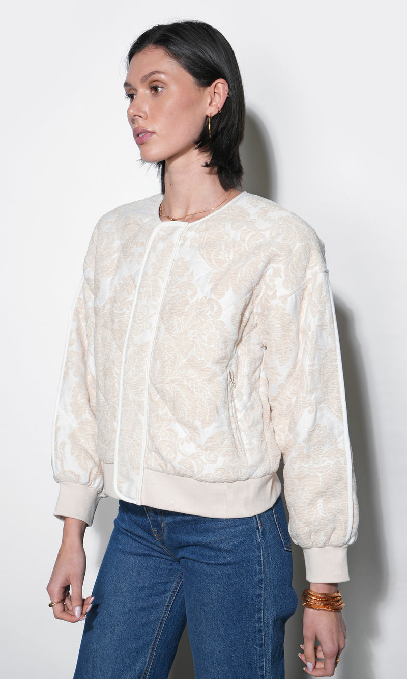 Micah Embroidered Quilted Bomber Jacket