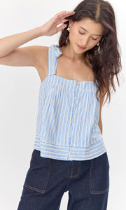 Vera Tie Shoulder Striped Easy Top