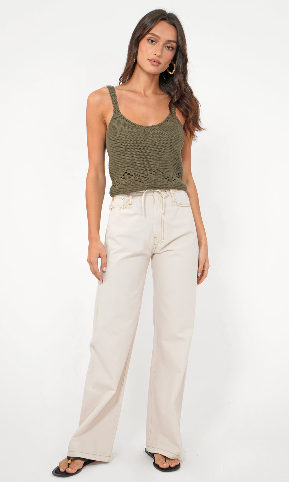 khaki crochet top