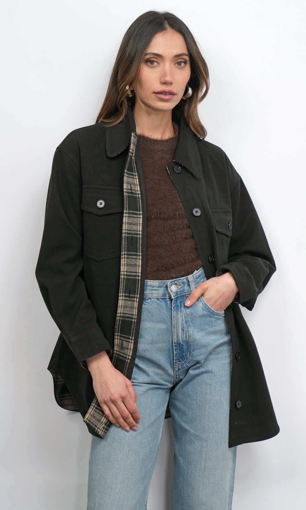 Aly Glen Plaid Cozy Soft Shirt Jacket