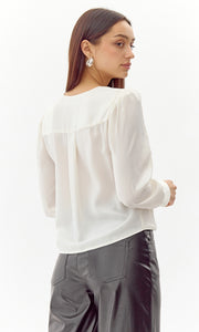 Lourdes Wrap Front Cuffed Blouse