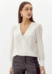 Lourdes Wrap Front Cuffed Blouse