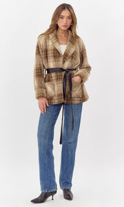 Hudson Shawl Cozy Collar Knit Jacket W/ Vegan Leather Belt
