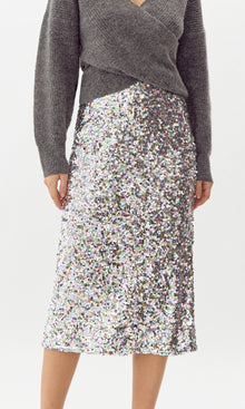 Lacey Sequins Midi Skirt