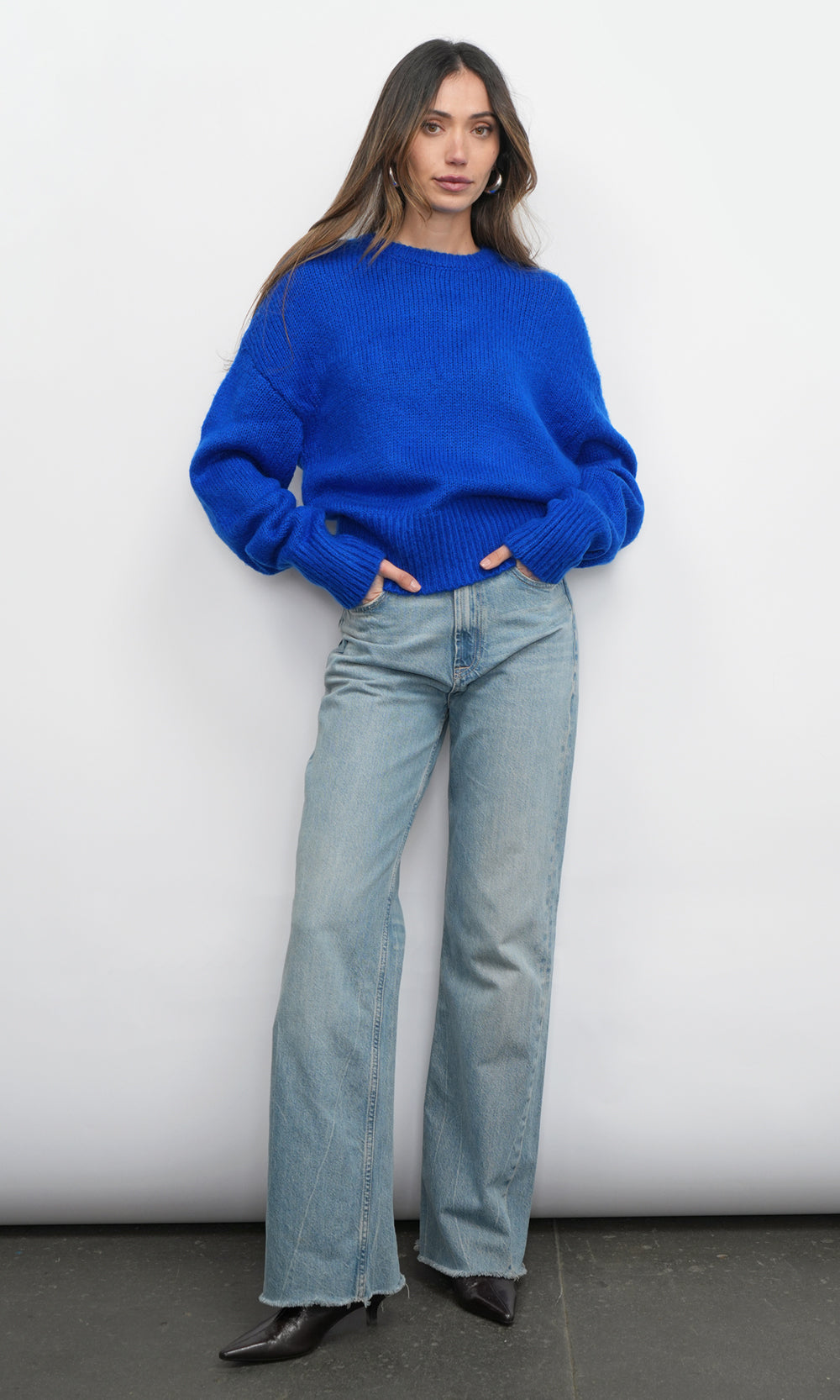 Larson Cozy Fuzzy Blue Sweater | Greylin Collection