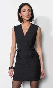 Olivia Textured Jacquard Mini Dress W/ Bow