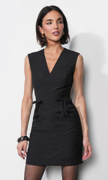 Olivia Textured Jacquard Mini Dress W/ Bow