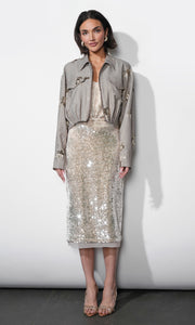 Brielle Zip Up Sequin Embroidered Jacket
