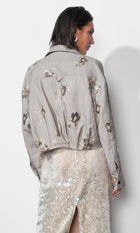 Brielle Zip Up Sequin Embroidered Jacket