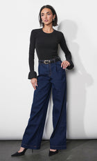 Audrey Ribbed Knit Bubble Cuff Top