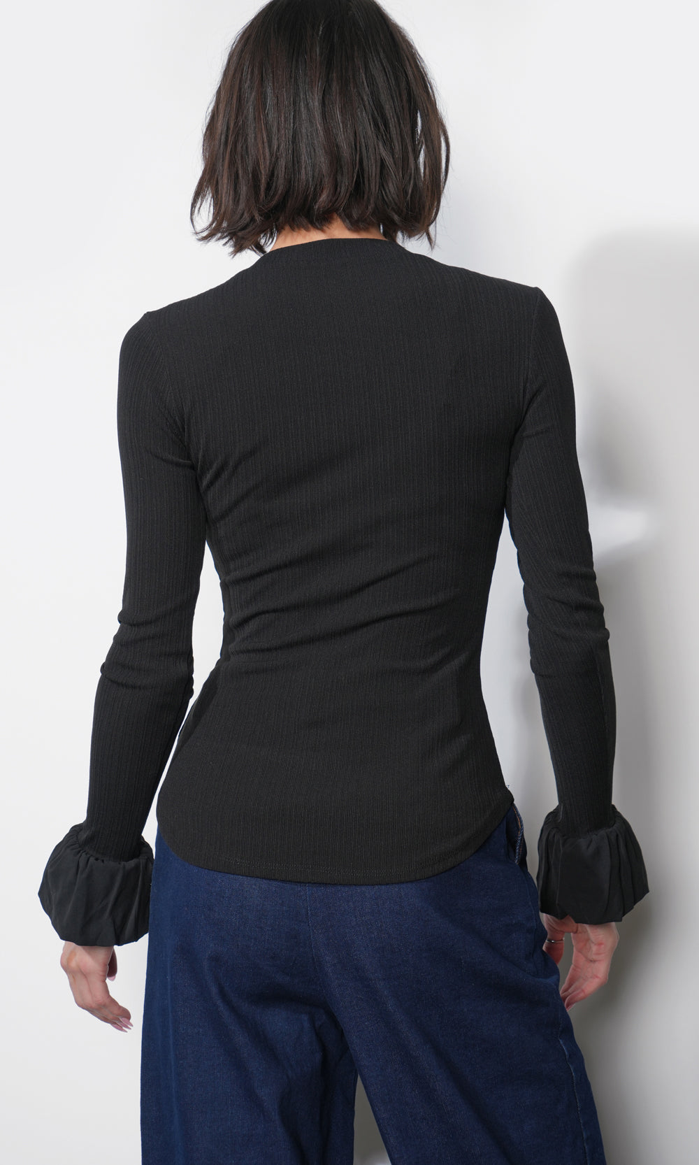 Audrey Ribbed Knit Bubble Cuff Top