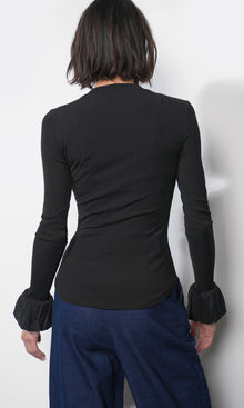 Audrey Ribbed Knit Bubble Cuff Top