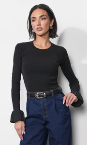 Audrey Ribbed Knit Bubble Cuff Top