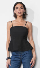 Everly Textured Jacquard Babydoll Cami W/ Bow