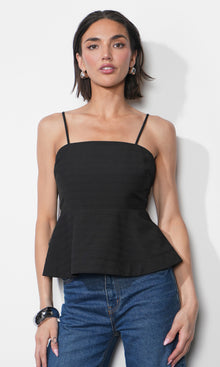 Everly Textured Jacquard Babydoll Cami W/ Bow