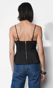 Everly Textured Jacquard Babydoll Cami W/ Bow