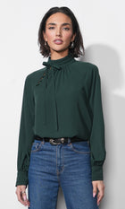 Liv Mock Neck Tie Blouse