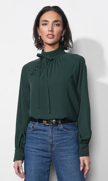 Liv Mock Neck Tie Blouse