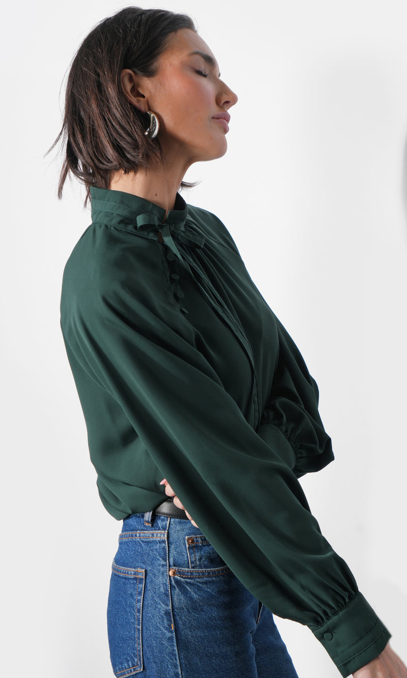 Liv Mock Neck Tie Blouse