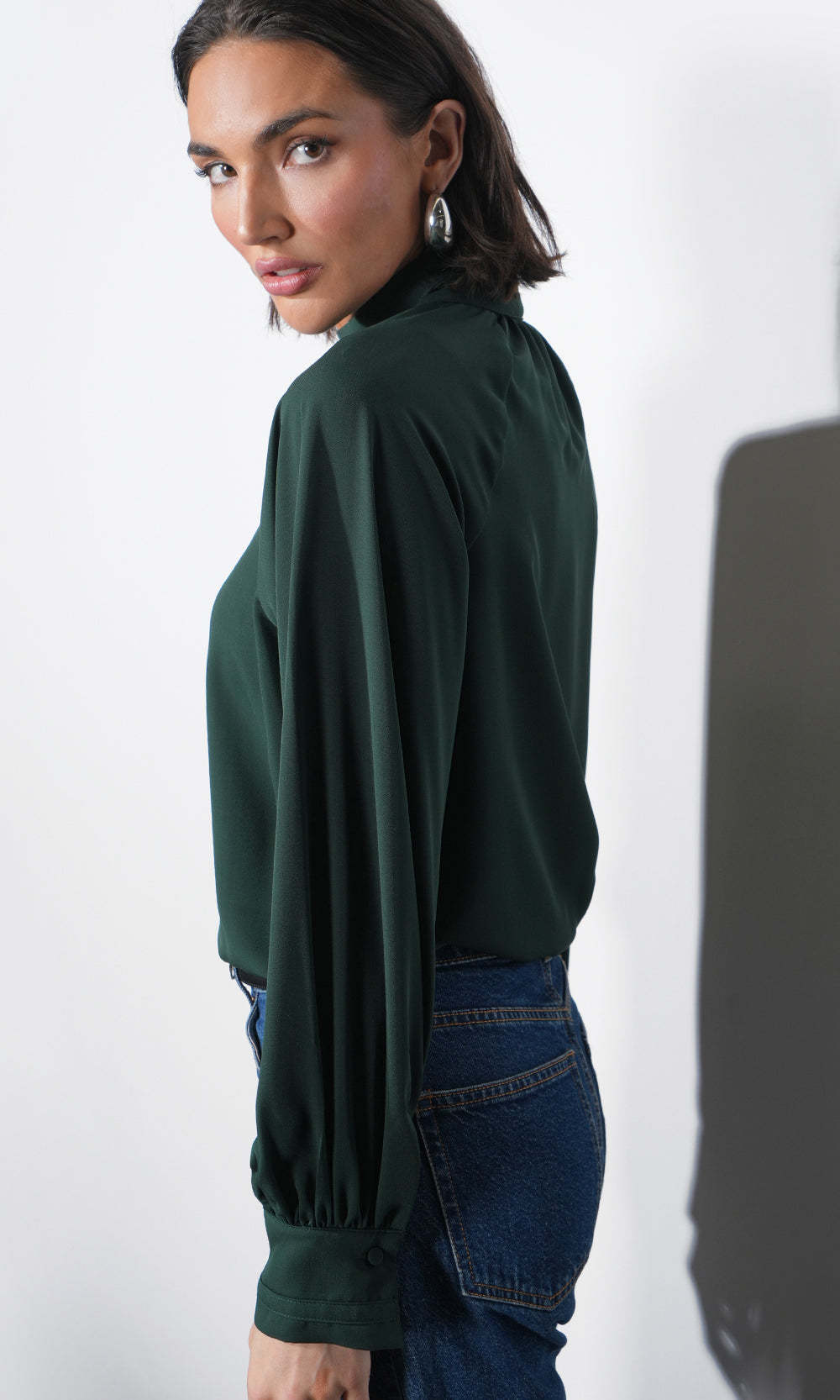 Liv Mock Neck Tie Blouse | Greylin Collection