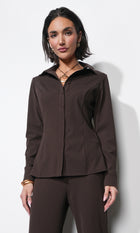 Margot Button Up Rib Knit Top