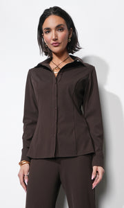 Margot Button Up Rib Knit Top