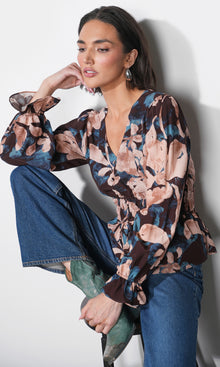 Nicki Printed V-neck Blouse