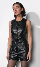 Micah Faux Leather Longline Vest
