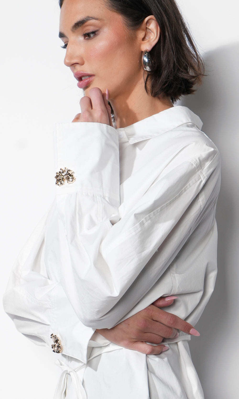 Charlotte Longline Oversized Button Up Shirt w/ Removable Tie