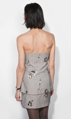 Camila Sequin Embroidered Pinstripe Mini Skirt