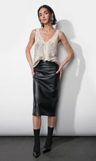 Emery Faux Leather Pencil Skirt