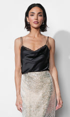 Charlotte Cowl Neck Cami W/ Lace