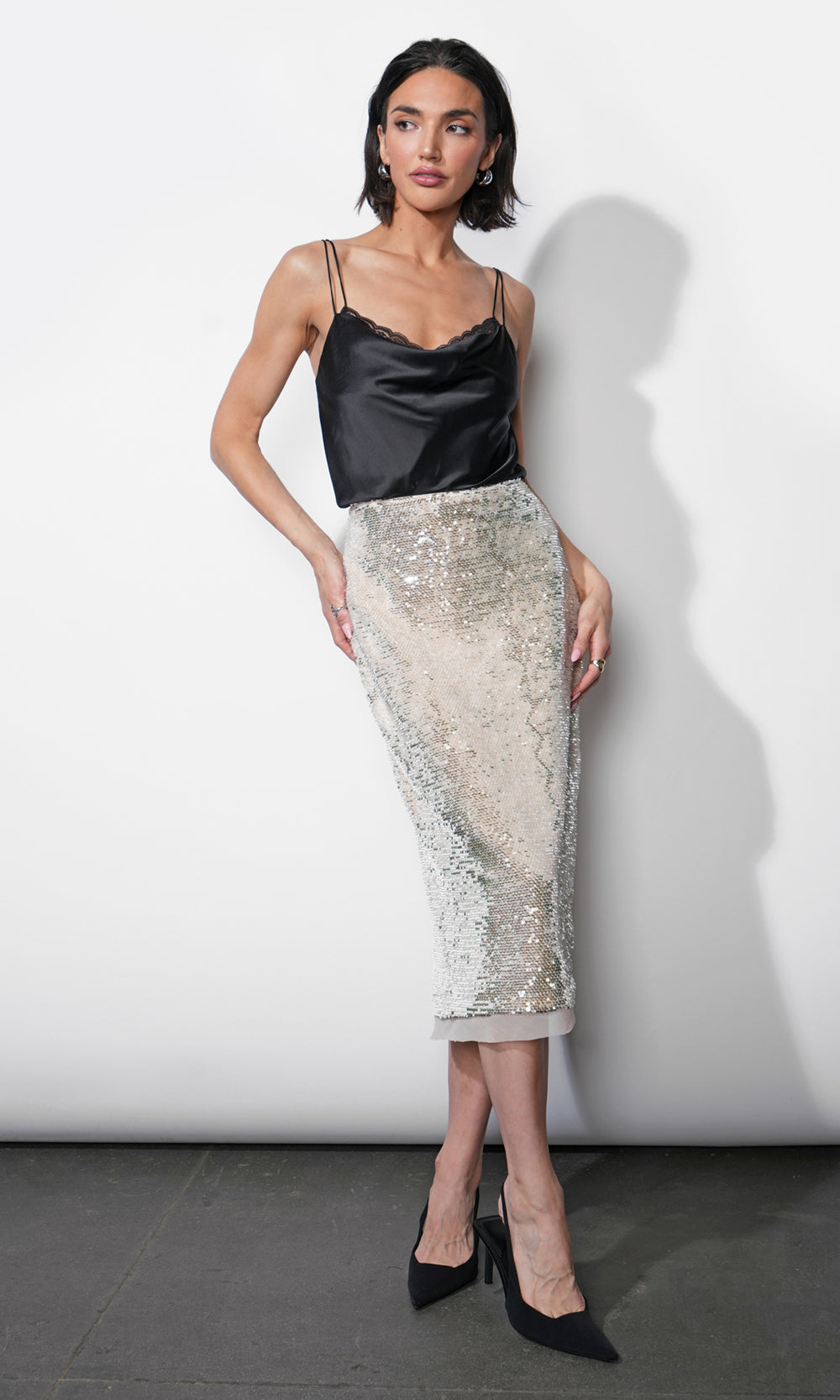 Gianna Velvet Sequin Midi Skirt