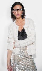 Blythe Cable Fuzzy Knit Button Up Cardigan