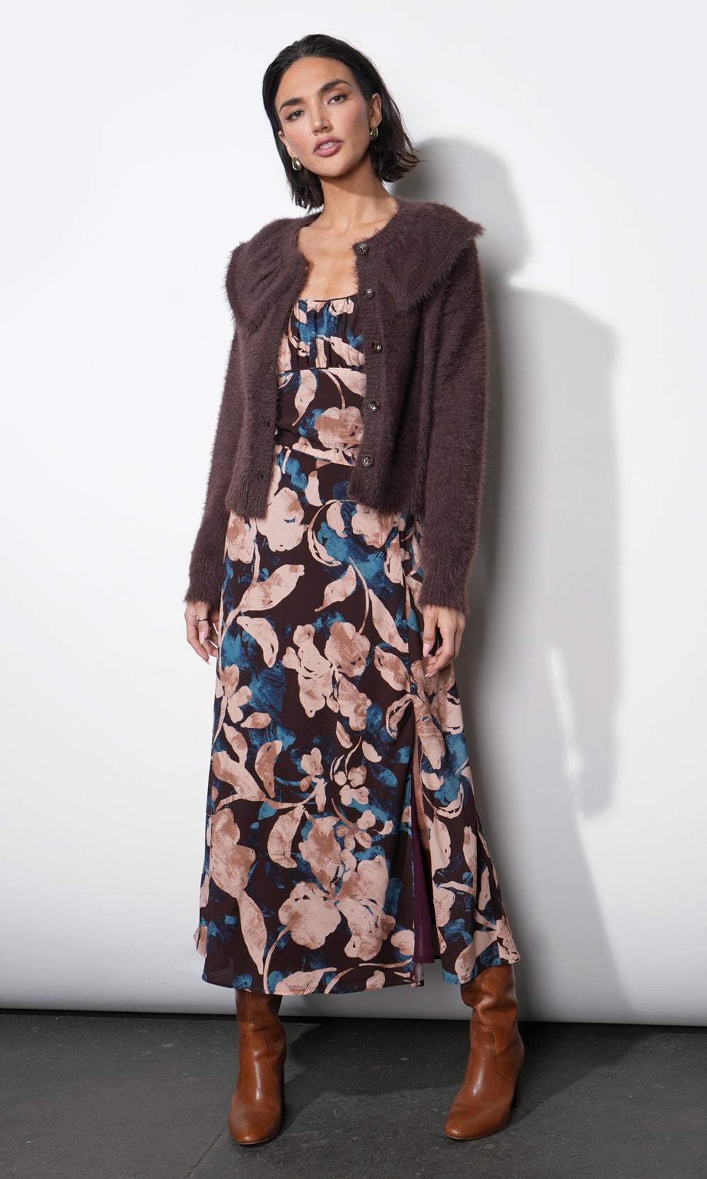 Everett Fuzzy Oversized Collar Cardigan