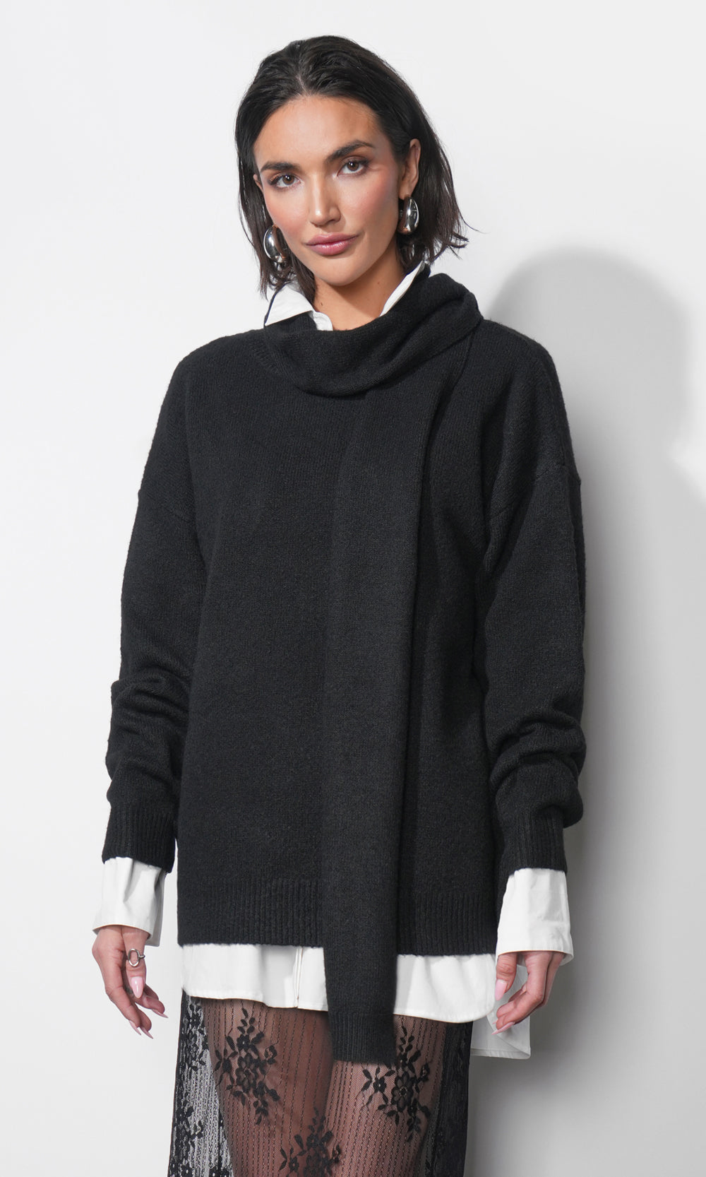 Kit Soft Crew Neck Sweater W/ Removable Scarf