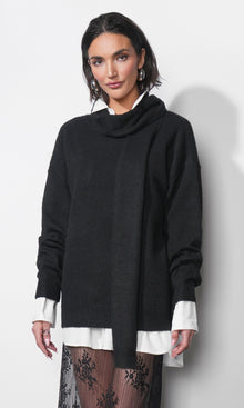 Kit Soft Crew Neck Sweater W/ Removable Scarf