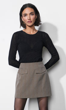 Freya Sheer Textured Mesh Long Sleeve Top