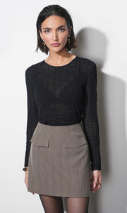 Freya Sheer Textured Mesh Long Sleeve Top