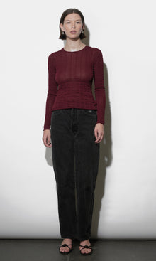 Freya Sheer Textured Mesh Long Sleeve Top