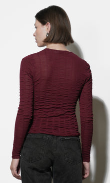 Freya Sheer Textured Mesh Long Sleeve Top