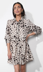 Elsa Button Down Mini Dress w/ Piping