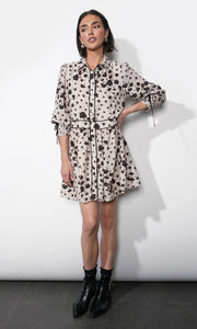 Elsa Button Down Mini Dress w/ Piping