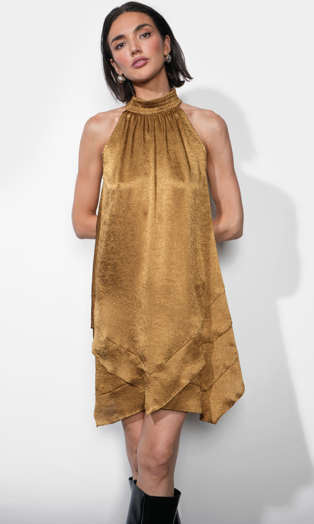 Quinn Tiered Asymmetric Hem Mini Dress
