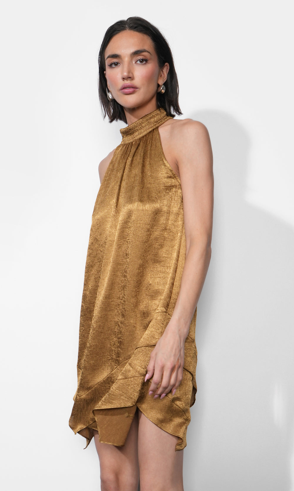 Quinn Tiered Asymmetric Hem Mini Dress